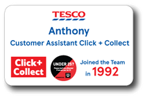 AW7539 Tesco Click & Collect Hi-Vis Jacket Badge